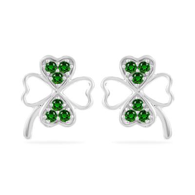 BUY 925 SILVER NATURAL CHROME DIOPSIDE GEMSTONE HEART EARRING